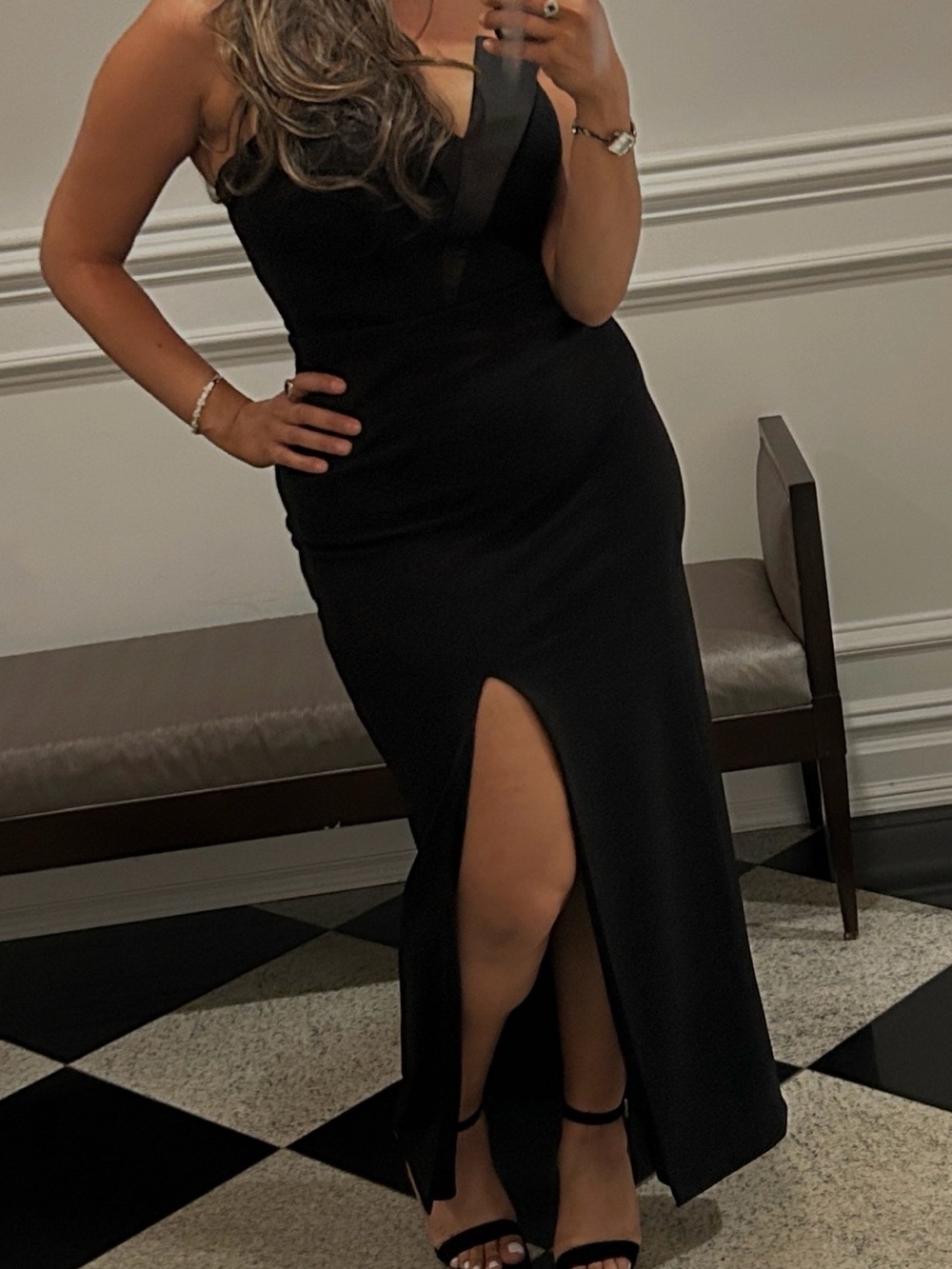 Nordstrom Black Maxi Dress with Front Thigh Slit